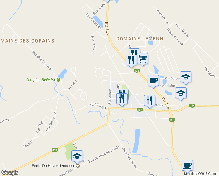 map of restaurants, bars, coffee shops, grocery stores, and more near 1538 Rue Albert in Sainte-Julienne
