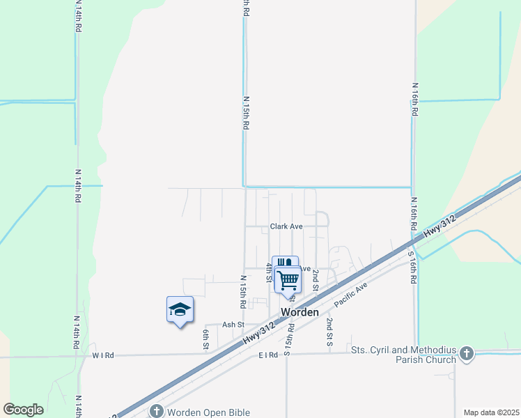 map of restaurants, bars, coffee shops, grocery stores, and more near 2482 4th Street in Worden