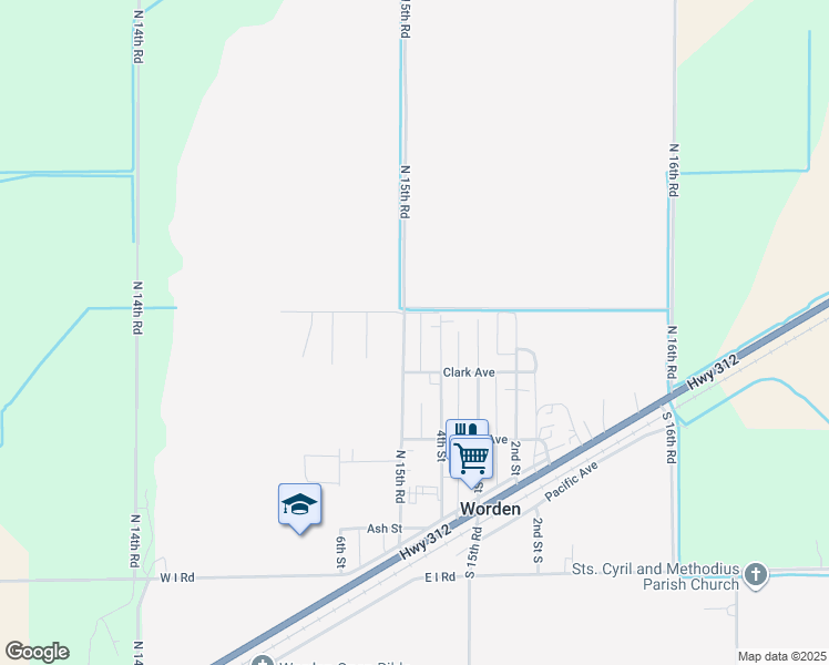 map of restaurants, bars, coffee shops, grocery stores, and more near 2482 4th Street in Worden