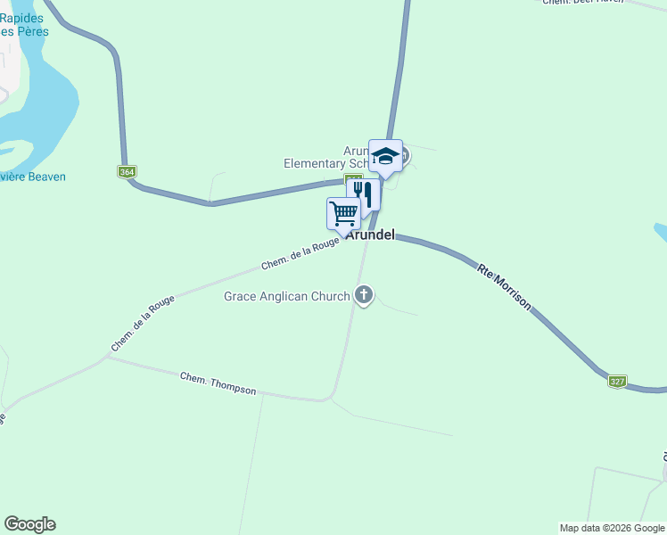 map of restaurants, bars, coffee shops, grocery stores, and more near 8 Chemin Church in Arundel