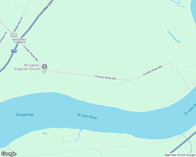 map of restaurants, bars, coffee shops, grocery stores, and more near 239 Crocks Point Road in Keswick Ridge