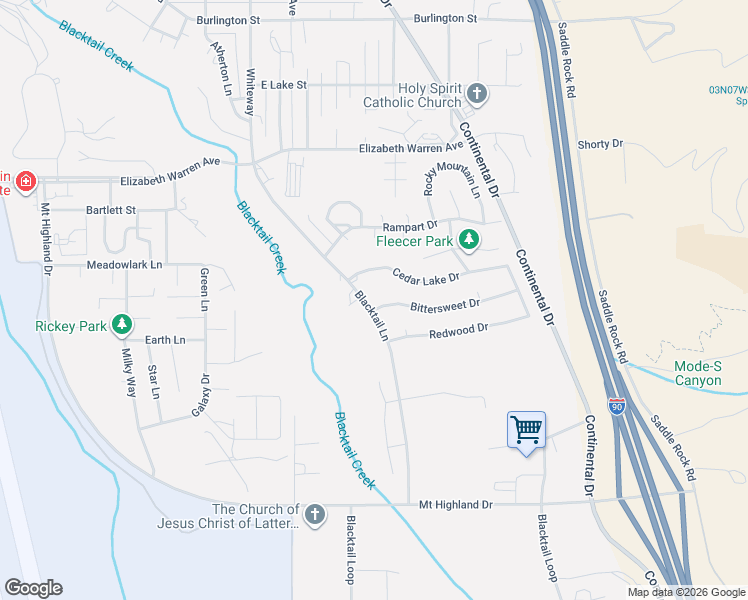 map of restaurants, bars, coffee shops, grocery stores, and more near 4401-4499 Blacktail Lane in Butte-Silver Bow