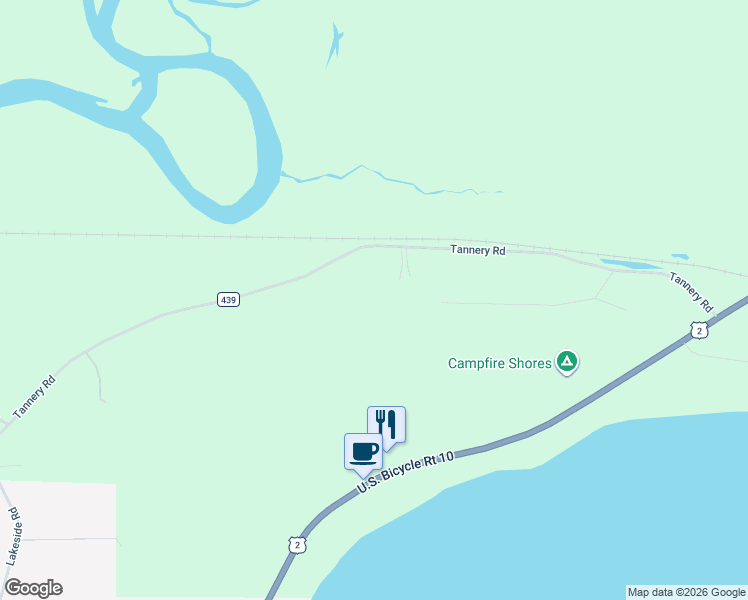 map of restaurants, bars, coffee shops, grocery stores, and more near 6675 Tannery Road in Manistique