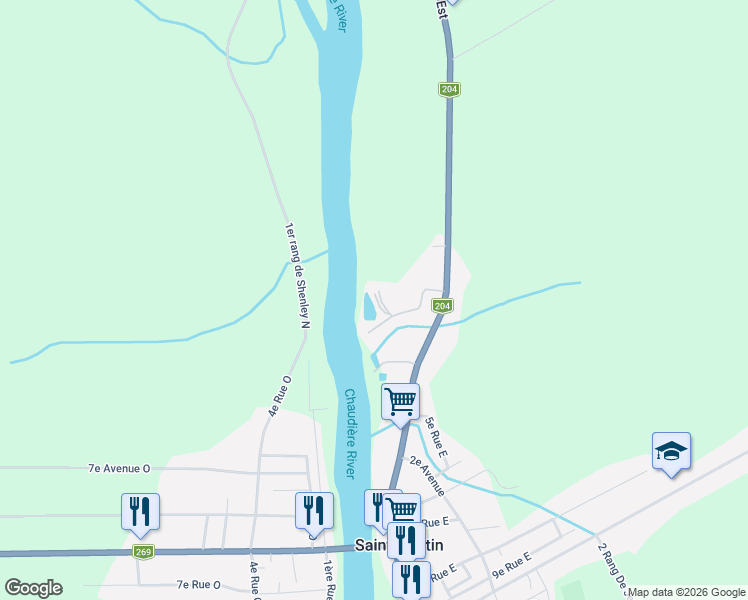 map of restaurants, bars, coffee shops, grocery stores, and more near 11 3e rue Giroux in Saint-Martin