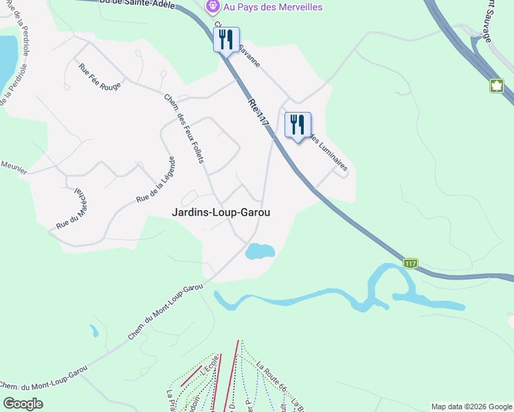 map of restaurants, bars, coffee shops, grocery stores, and more near 275 Chemin du Mont-Loup-Garou in Sainte-Adèle