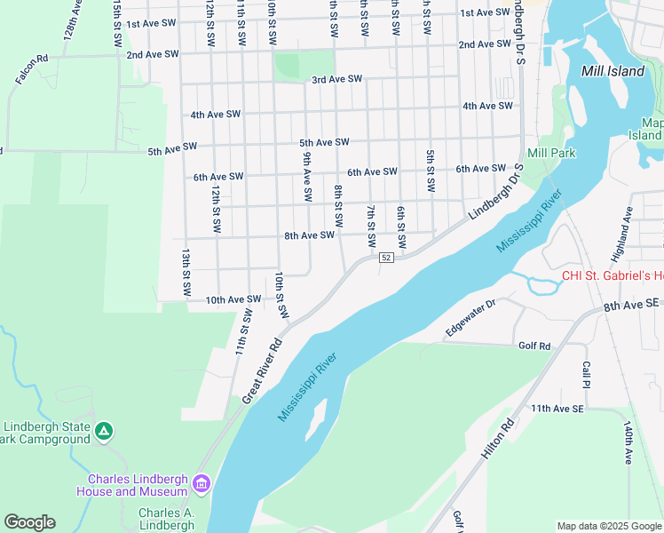 map of restaurants, bars, coffee shops, grocery stores, and more near 913 8th Street Southwest in Little Falls