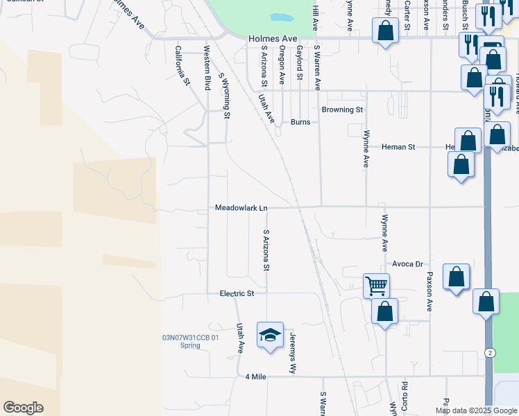 map of restaurants, bars, coffee shops, grocery stores, and more near 1944 Meadowlark Lane in Butte