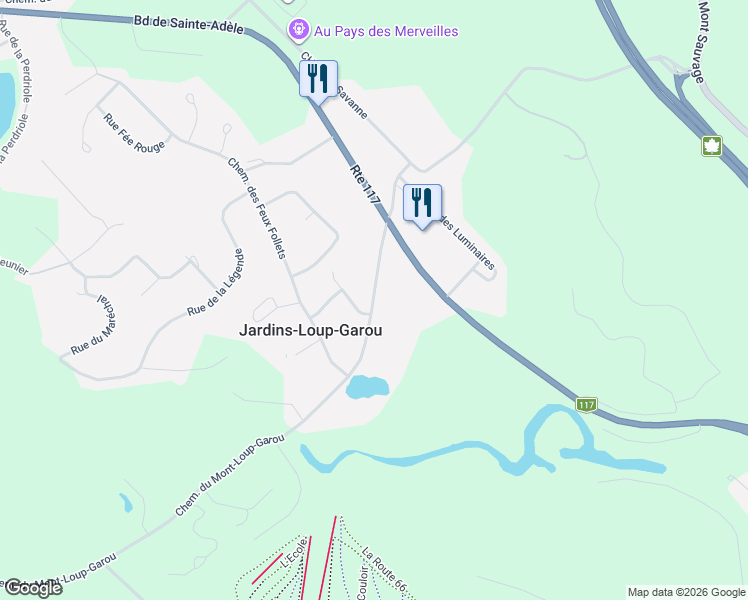 map of restaurants, bars, coffee shops, grocery stores, and more near 220 Chemin du Mont-Loup-Garou in Sainte-Adèle