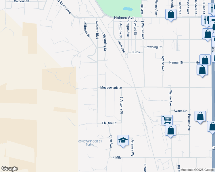 map of restaurants, bars, coffee shops, grocery stores, and more near 1944-1980 Meadowlark Lane in Butte