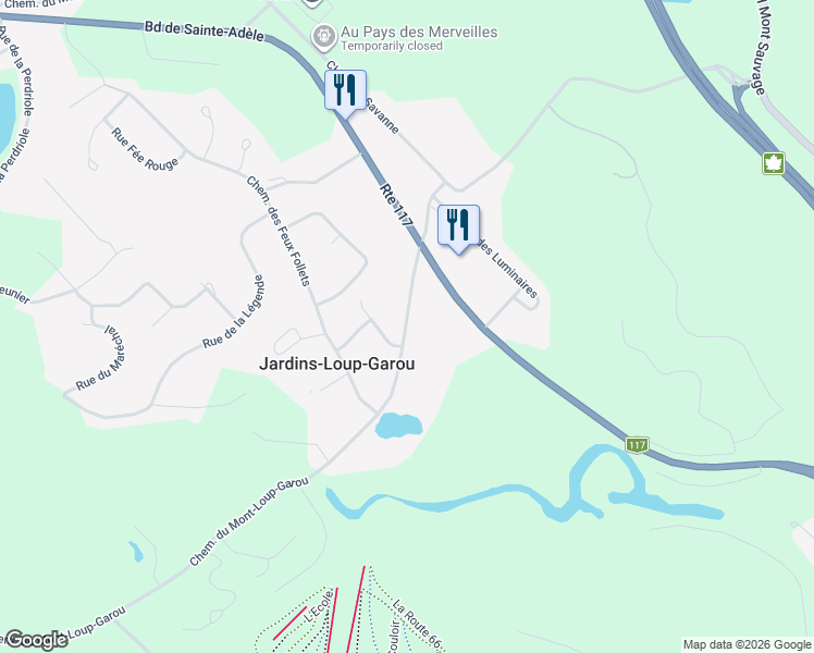 map of restaurants, bars, coffee shops, grocery stores, and more near 220 Chemin du Mont Loup Garou in Sainte-Adèle