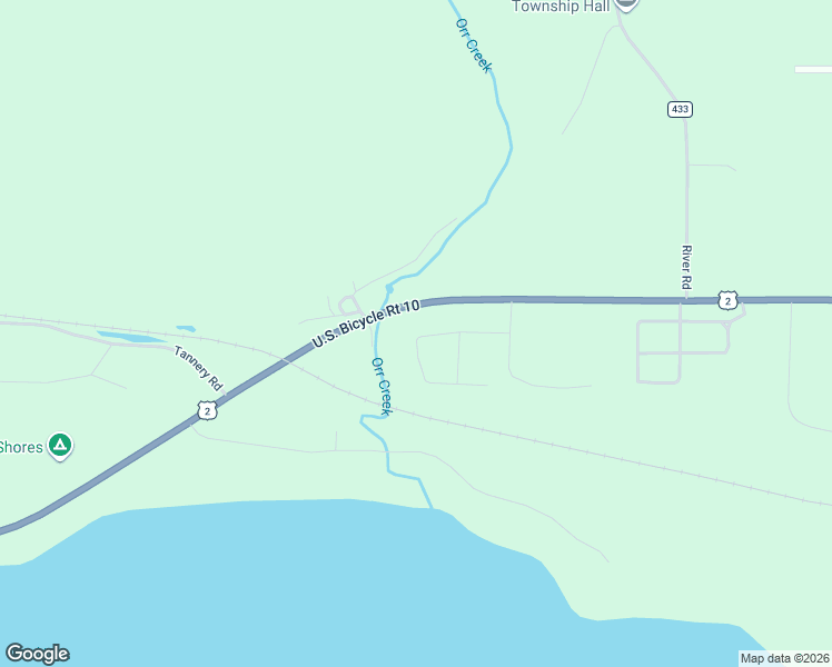 map of restaurants, bars, coffee shops, grocery stores, and more near Hillcrest Drive in Manistique