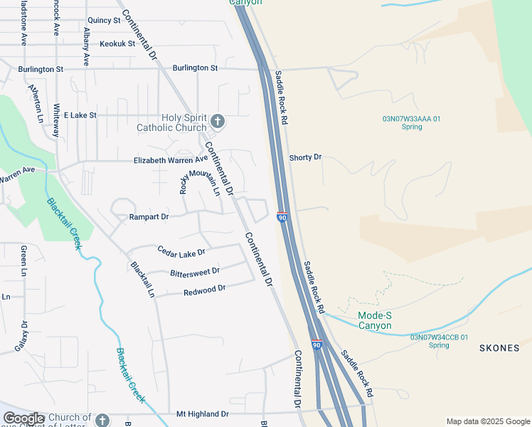 map of restaurants, bars, coffee shops, grocery stores, and more near Interstate 90 in Butte