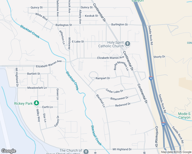 map of restaurants, bars, coffee shops, grocery stores, and more near 105 Rampart Drive in Butte