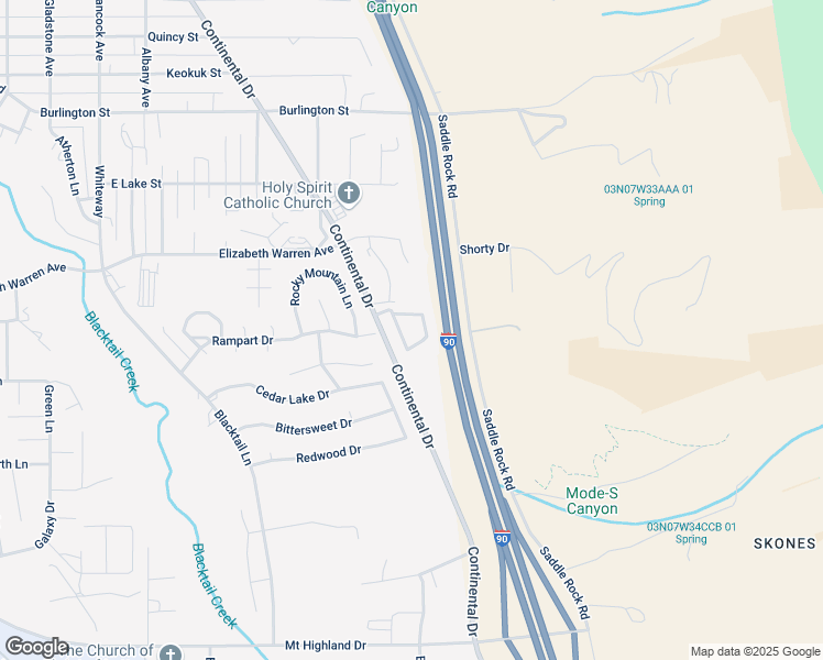 map of restaurants, bars, coffee shops, grocery stores, and more near 4500 Continental Drive in Butte