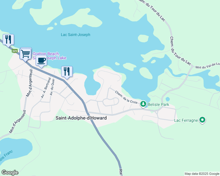 map of restaurants, bars, coffee shops, grocery stores, and more near 1708 Chemin de la Croix in Saint-Adolphe-d'Howard