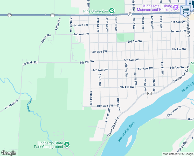 map of restaurants, bars, coffee shops, grocery stores, and more near 804 12th Street Southwest in Little Falls
