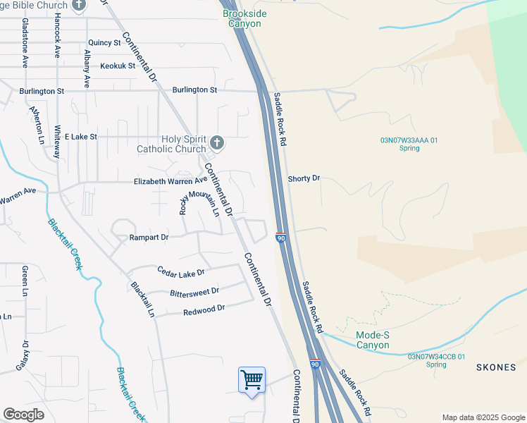 map of restaurants, bars, coffee shops, grocery stores, and more near 124 Elderberry Lane in Butte
