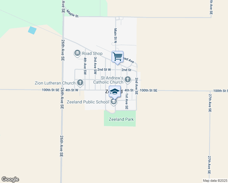 map of restaurants, bars, coffee shops, grocery stores, and more near in Zeeland