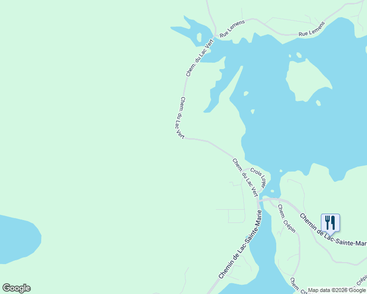 map of restaurants, bars, coffee shops, grocery stores, and more near Chemin du Lac Vert in Outaouais
