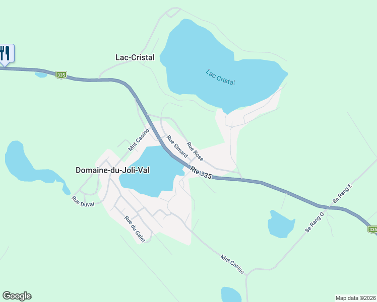 map of restaurants, bars, coffee shops, grocery stores, and more near 230 Rue Rose in Saint-Calixte