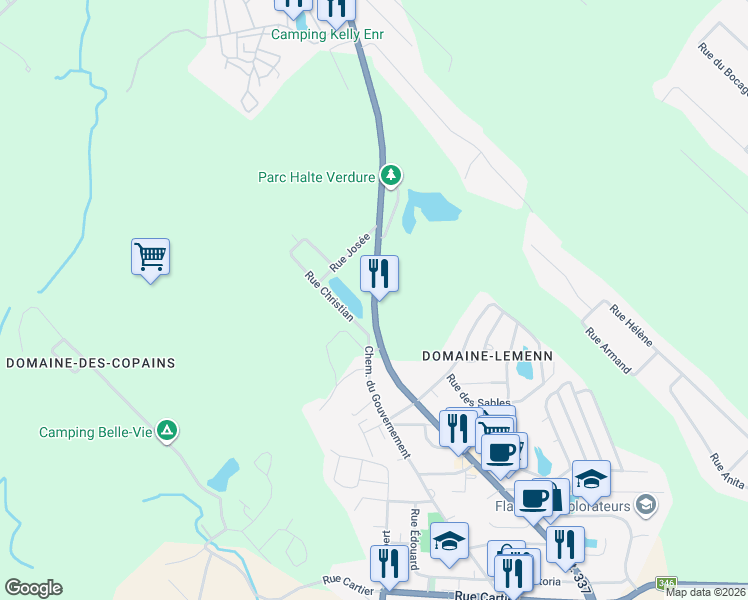 map of restaurants, bars, coffee shops, grocery stores, and more near 1505 Route 125 in Sainte-Julienne