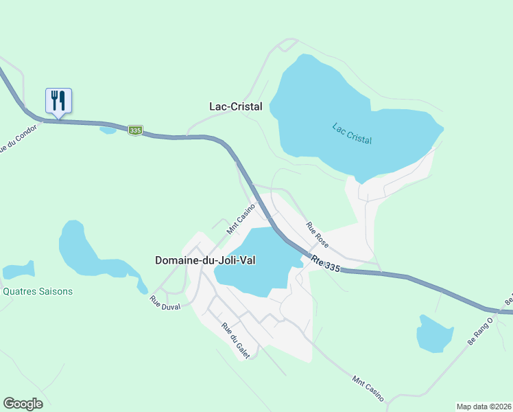 map of restaurants, bars, coffee shops, grocery stores, and more near 8824 Québec 335 in Saint-Calixte