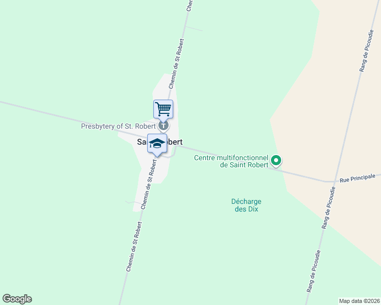 map of restaurants, bars, coffee shops, grocery stores, and more near 312 Rue Principale in Saint-Robert