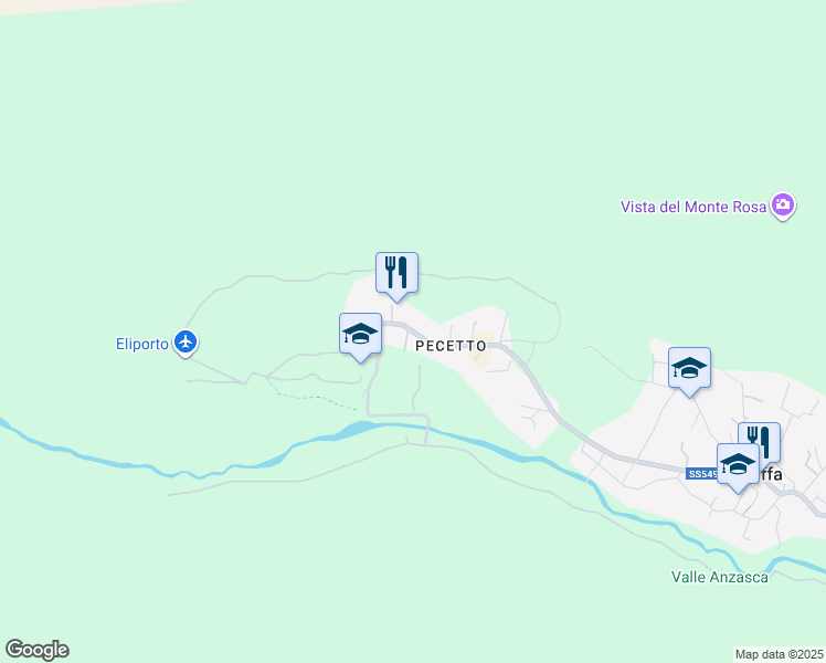 map of restaurants, bars, coffee shops, grocery stores, and more near 101 Centro Abitato Pecetto in Staffa