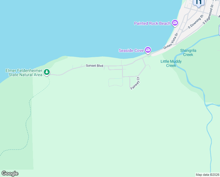 map of restaurants, bars, coffee shops, grocery stores, and more near 3308 Bayview Terrace in Seaside