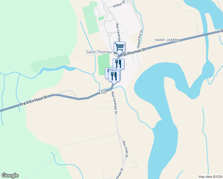 map of restaurants, bars, coffee shops, grocery stores, and more near 648 Rue Centrale in Memramcook