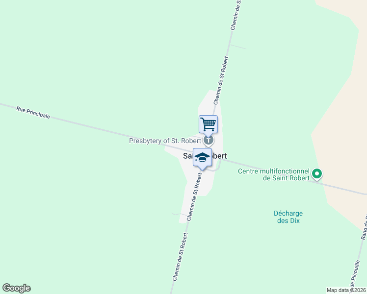 map of restaurants, bars, coffee shops, grocery stores, and more near 267 Rue Principale in Saint-Robert