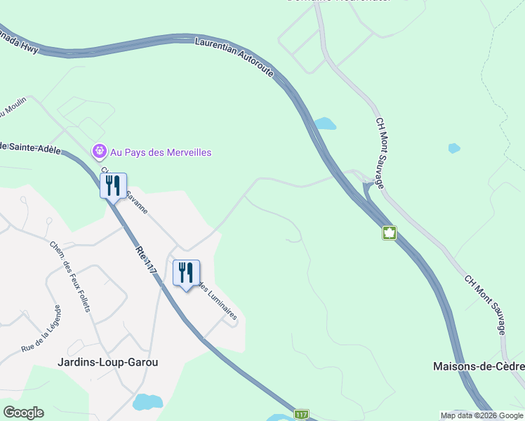 map of restaurants, bars, coffee shops, grocery stores, and more near 2730 Rue Alexis in Sainte-Adèle