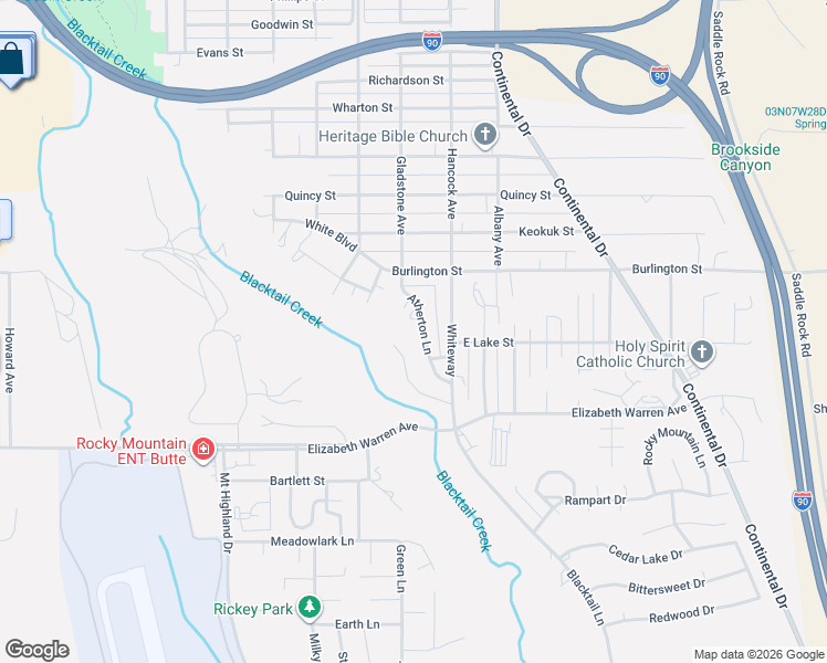 map of restaurants, bars, coffee shops, grocery stores, and more near 3030 Atherton Ln in Butte