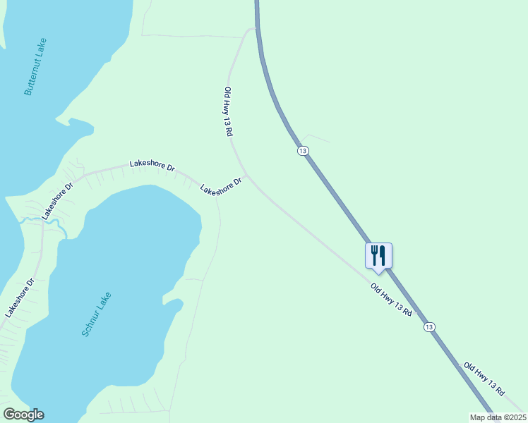 map of restaurants, bars, coffee shops, grocery stores, and more near N16779 Old 13 Road in Butternut