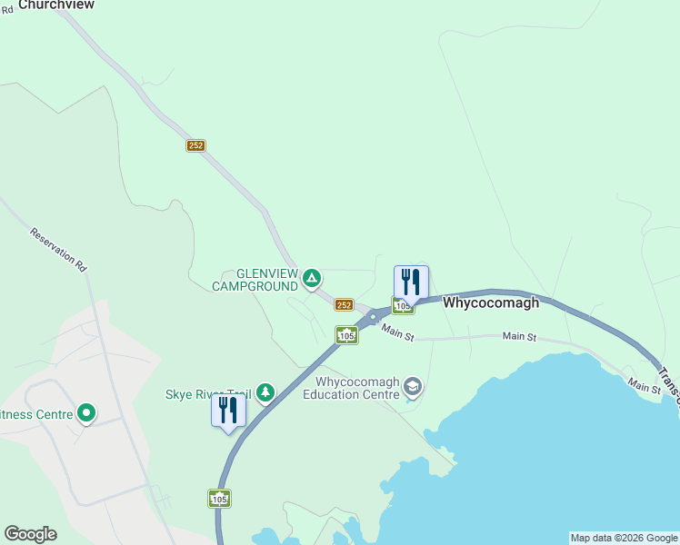 map of restaurants, bars, coffee shops, grocery stores, and more near 22 MacInnis Road in Whycocomagh