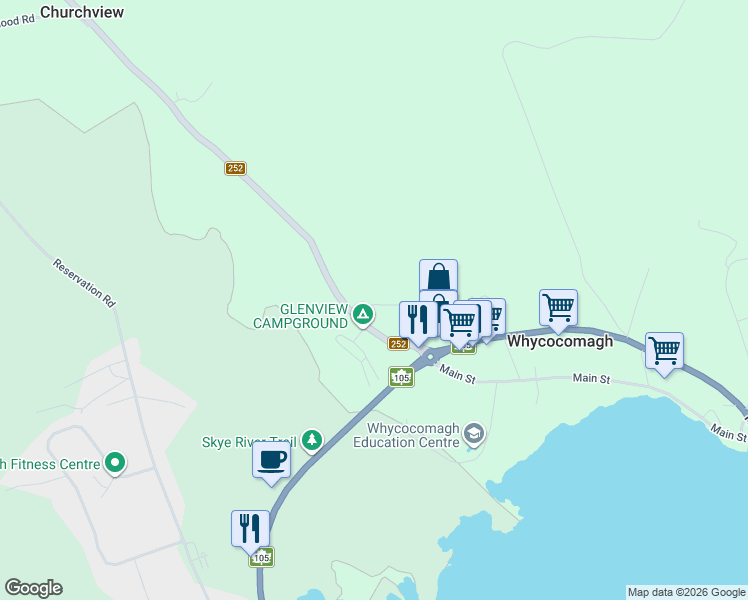 map of restaurants, bars, coffee shops, grocery stores, and more near 11 MacInnis Road in Whycocomagh