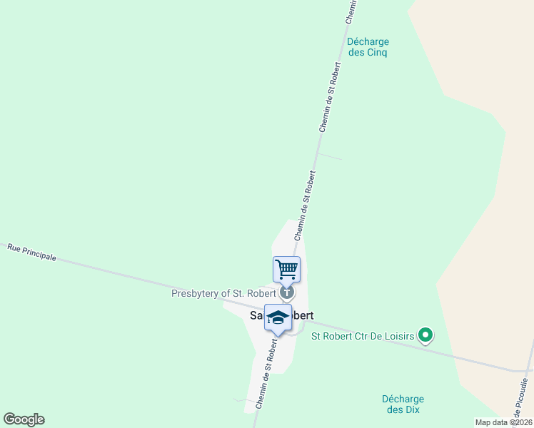 map of restaurants, bars, coffee shops, grocery stores, and more near 282 Rang de Picoudie in Saint-Robert