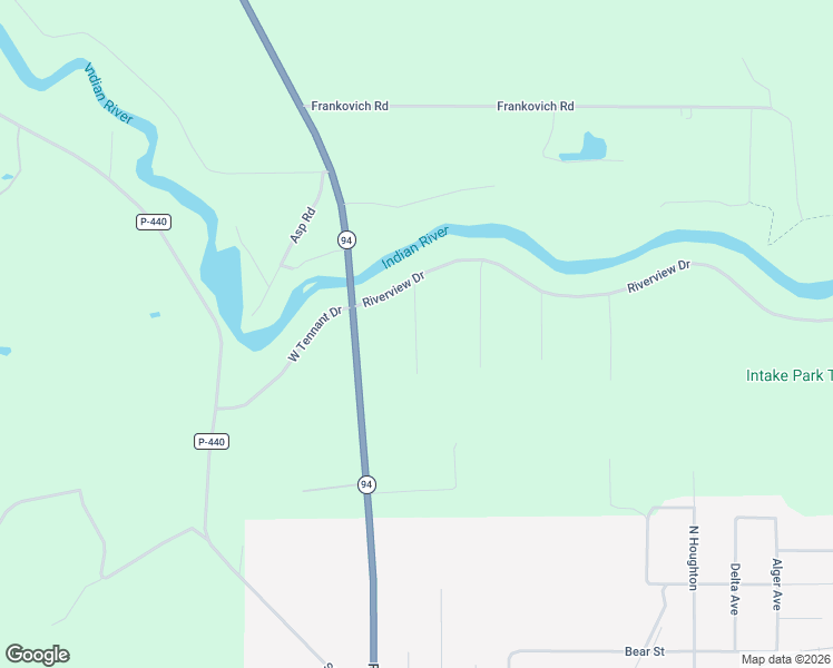 map of restaurants, bars, coffee shops, grocery stores, and more near Shirl Road in Schoolcraft County