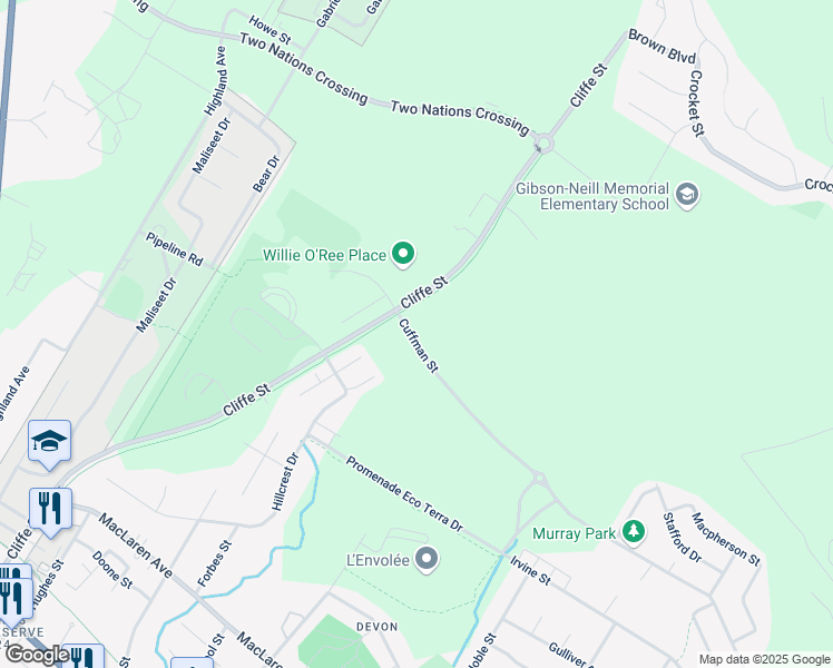 map of restaurants, bars, coffee shops, grocery stores, and more near in Fredericton