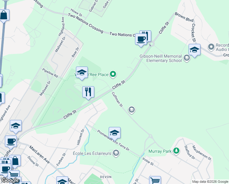 map of restaurants, bars, coffee shops, grocery stores, and more near in Fredericton