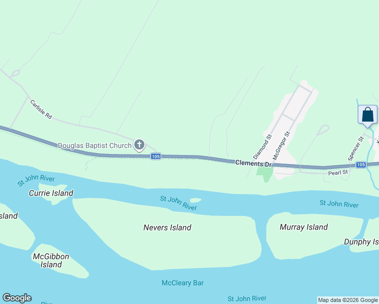 map of restaurants, bars, coffee shops, grocery stores, and more near 980 Clements Drive in Fredericton