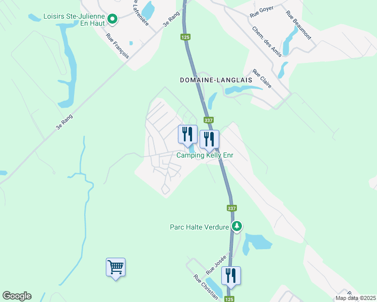 map of restaurants, bars, coffee shops, grocery stores, and more near 2825 Rue du Camping in Sainte-Julienne