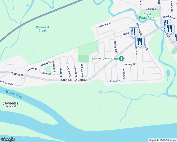 map of restaurants, bars, coffee shops, grocery stores, and more near 113 Embleton Avenue in Fredericton