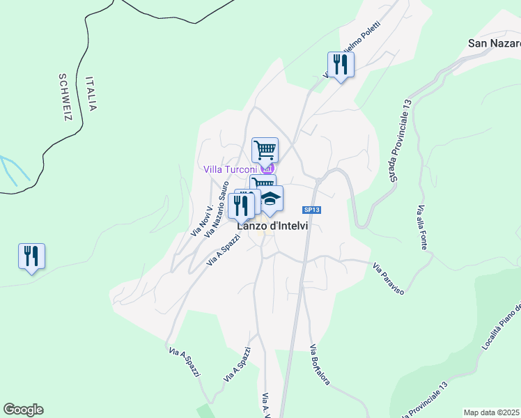 map of restaurants, bars, coffee shops, grocery stores, and more near in Lanzo d'Intelvi