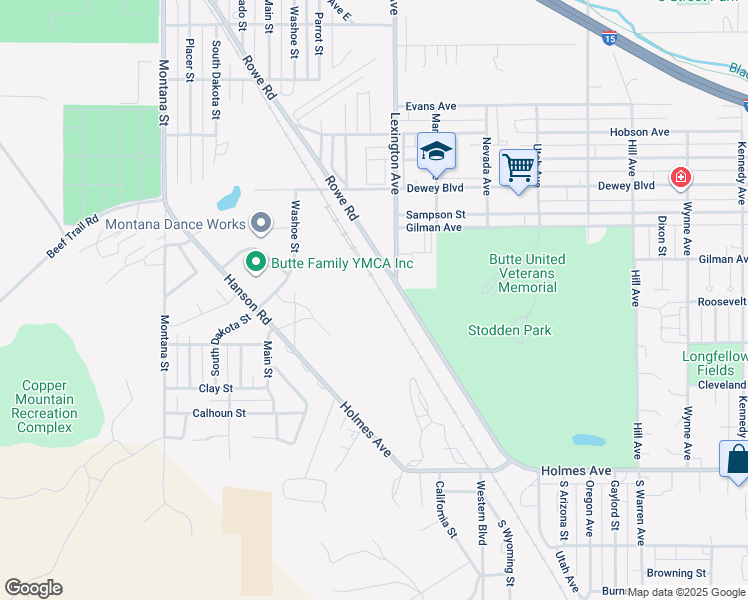 map of restaurants, bars, coffee shops, grocery stores, and more near in Butte