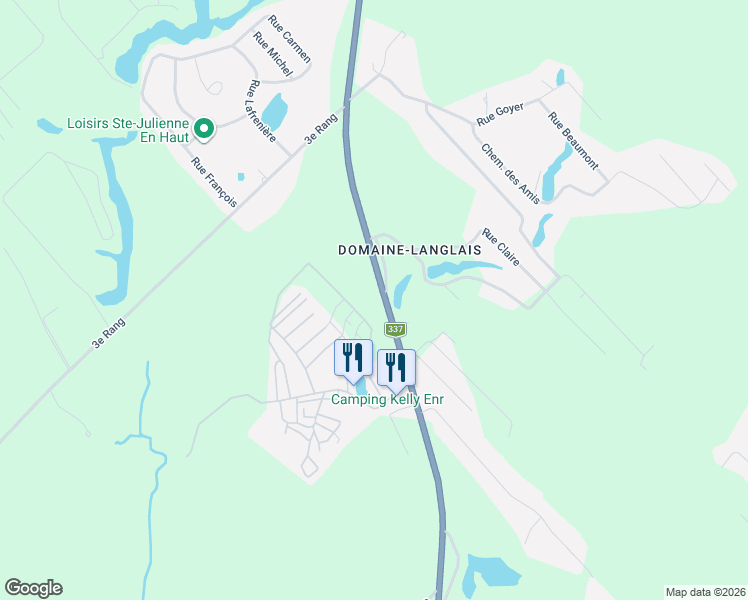 map of restaurants, bars, coffee shops, grocery stores, and more near 2170 Québec 125 in Sainte-Julienne