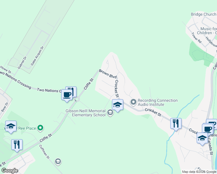 map of restaurants, bars, coffee shops, grocery stores, and more near 31 Thomas Court in Fredericton