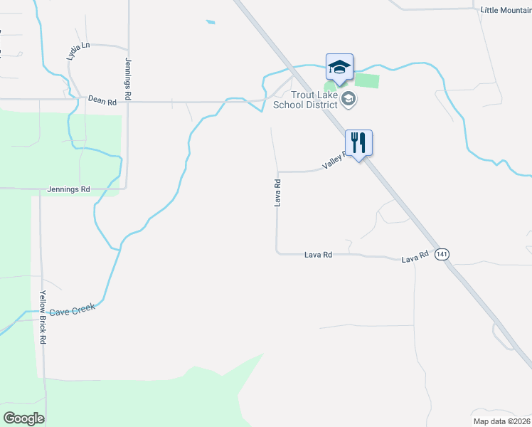 map of restaurants, bars, coffee shops, grocery stores, and more near 52 Lava Road in Trout Lake