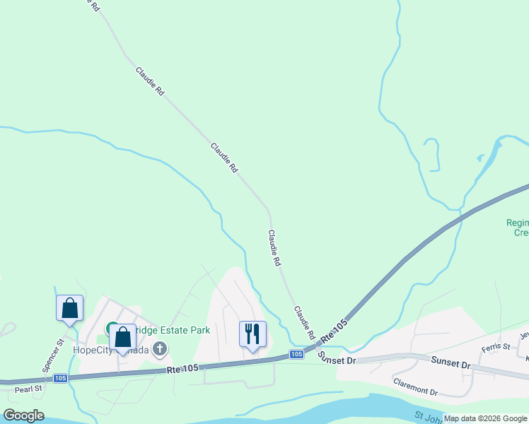 map of restaurants, bars, coffee shops, grocery stores, and more near 281 Claudie Road in Fredericton