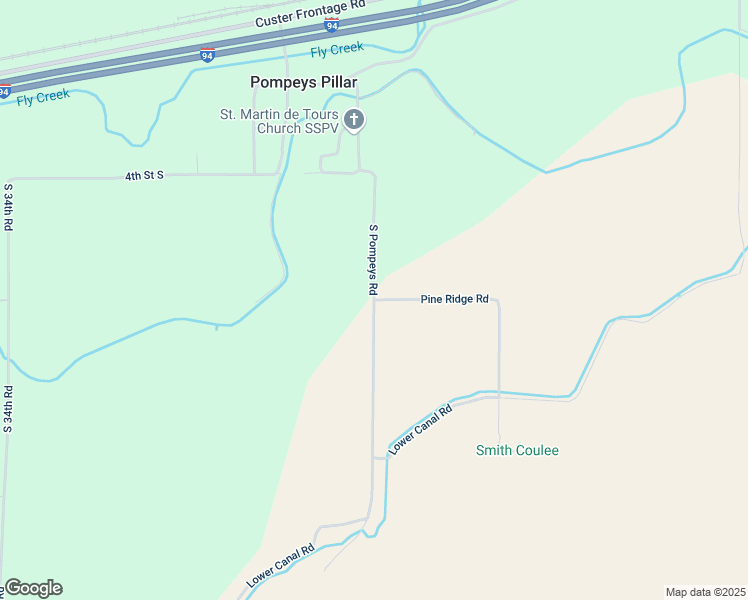 map of restaurants, bars, coffee shops, grocery stores, and more near South Pompeys Road in Pompeys Pillar